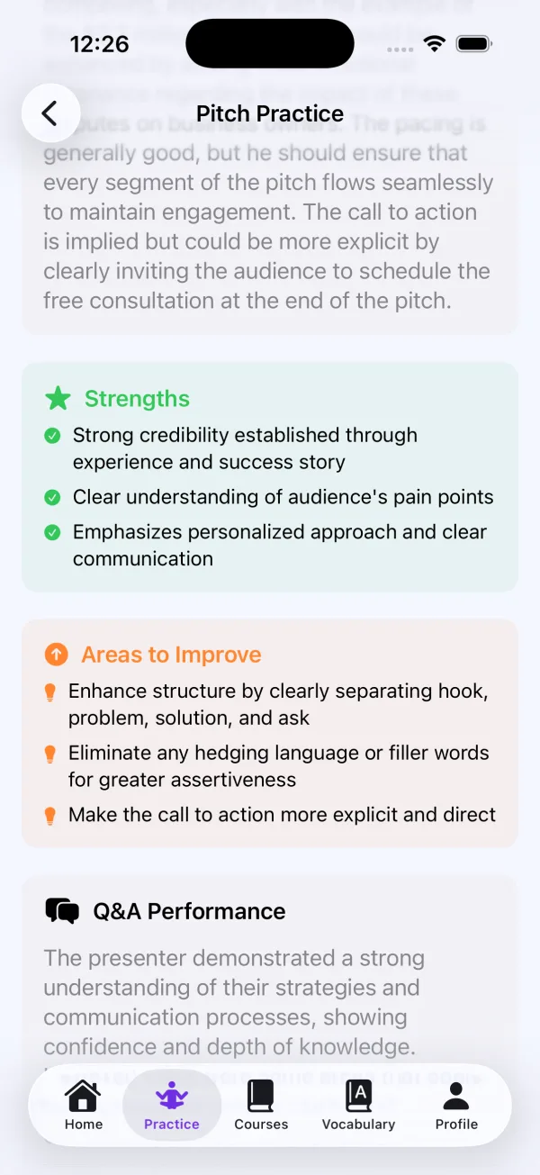 Strengths & Improvements